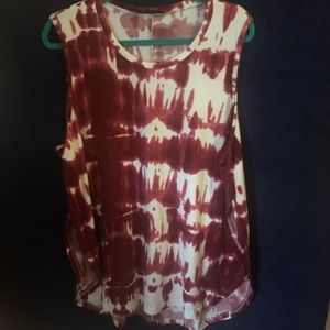 Red and White Tie-Dye Tank Top